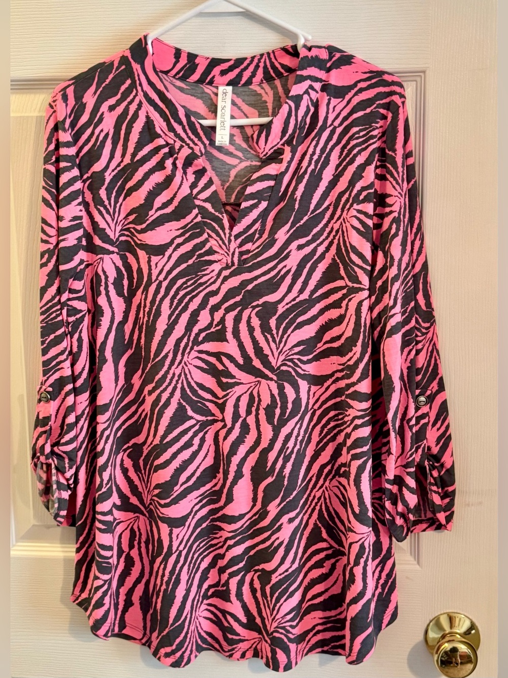 Dear Scarlett Pink Zebra-Print Top